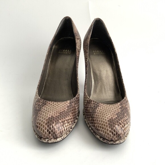 Stuart Weitzman Pumps Women Size 8N Snake Print High Block Heel Narrow Width - Picture 4 of 11
